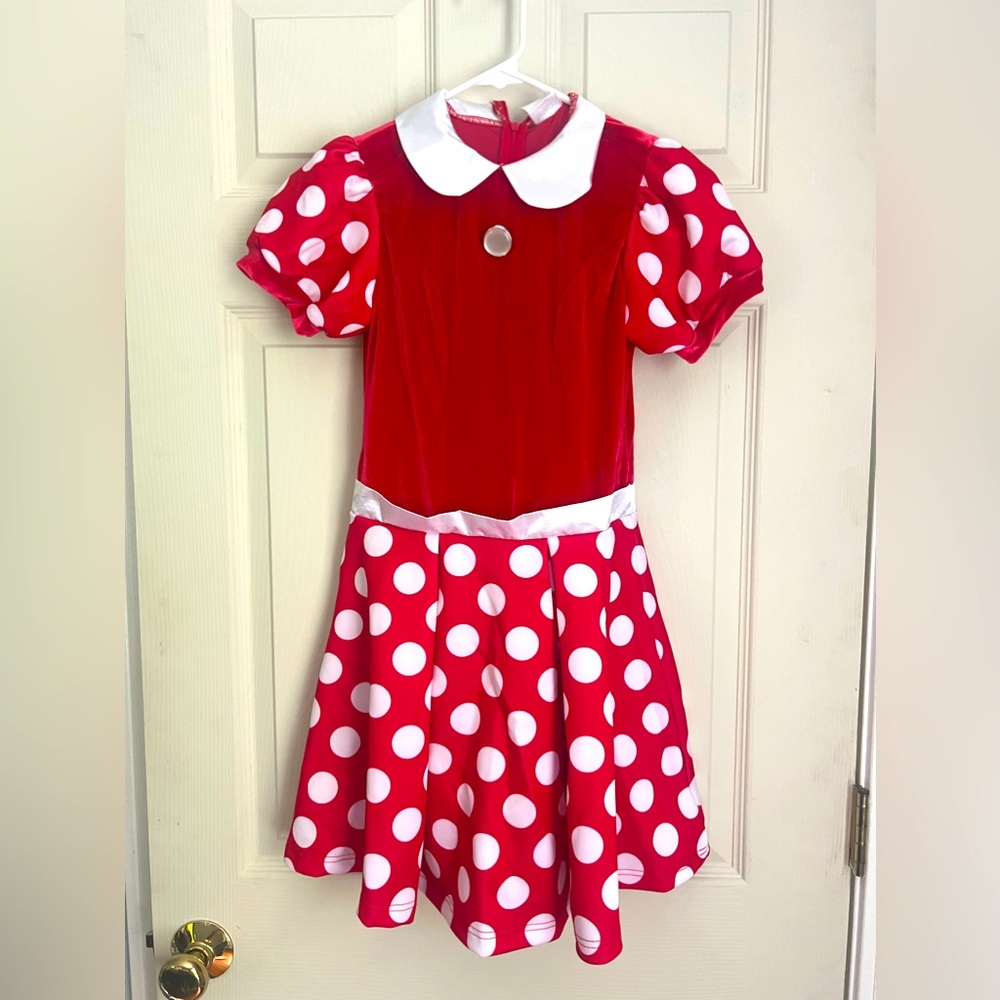 Spirit Minnie Mouse red and white polka dots costume child size large 12-14